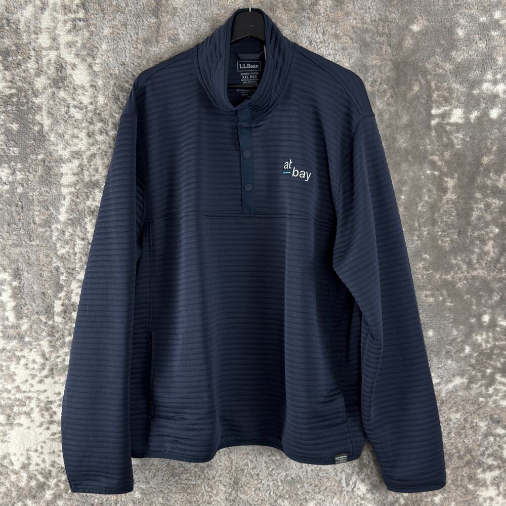 NEW‎ LL Bean Size XXL Slightly Fitted Snap Button Mock Neck Sweater Blue NWT